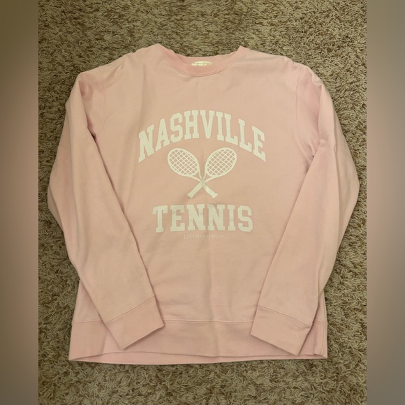 LoveShackFancy Tops - LoveShackFancy Pink Nashville Tennis Sweatshirt